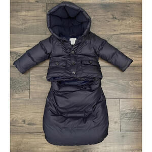$195 Ralph Lauren Infant Navy Hooded Down Bunting Snowsuit 6 months